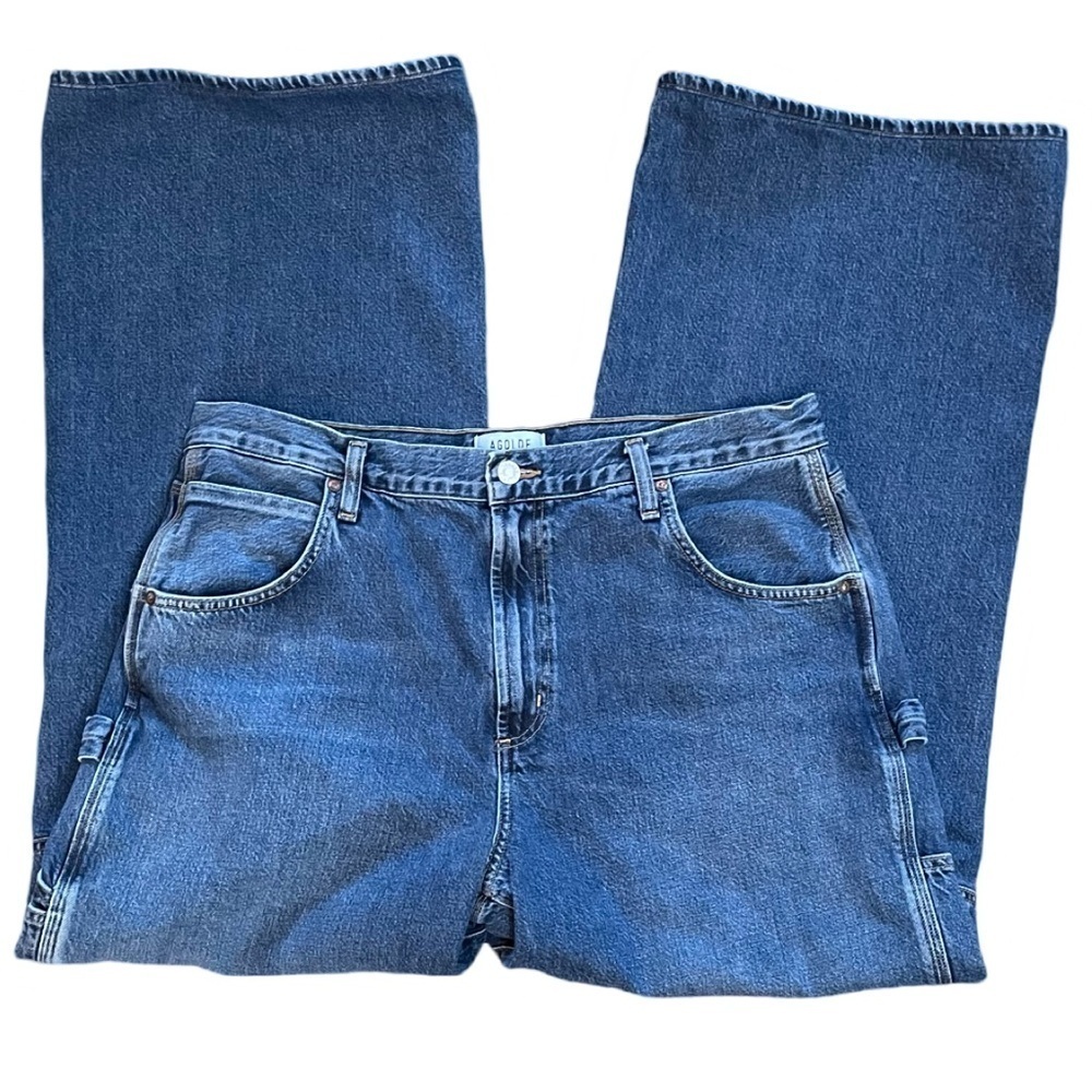 AGOLDE Magda Wide Leg Carpenter-Style Blue Denim Jeans Size 32 - Picture 5 of 10